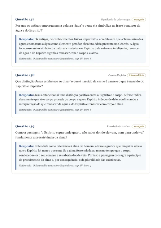 Página de exemplo 5 do questionário O Evangelho Segundo o Espiritismo