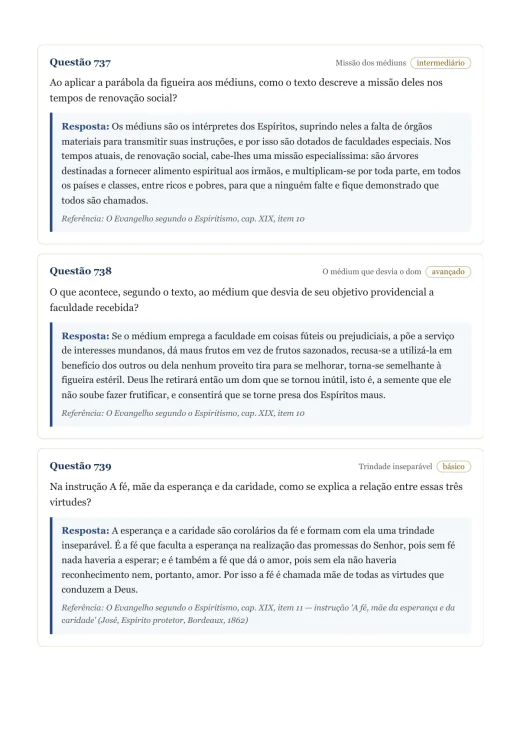 Página de exemplo 6 do questionário O Evangelho Segundo o Espiritismo