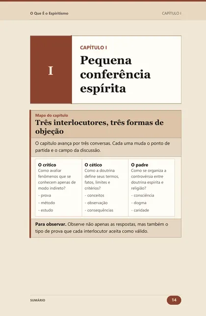 Página demonstrativa da edição didática de O Que É o Espiritismo